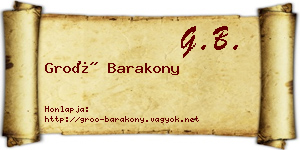 Groó Barakony névjegykártya